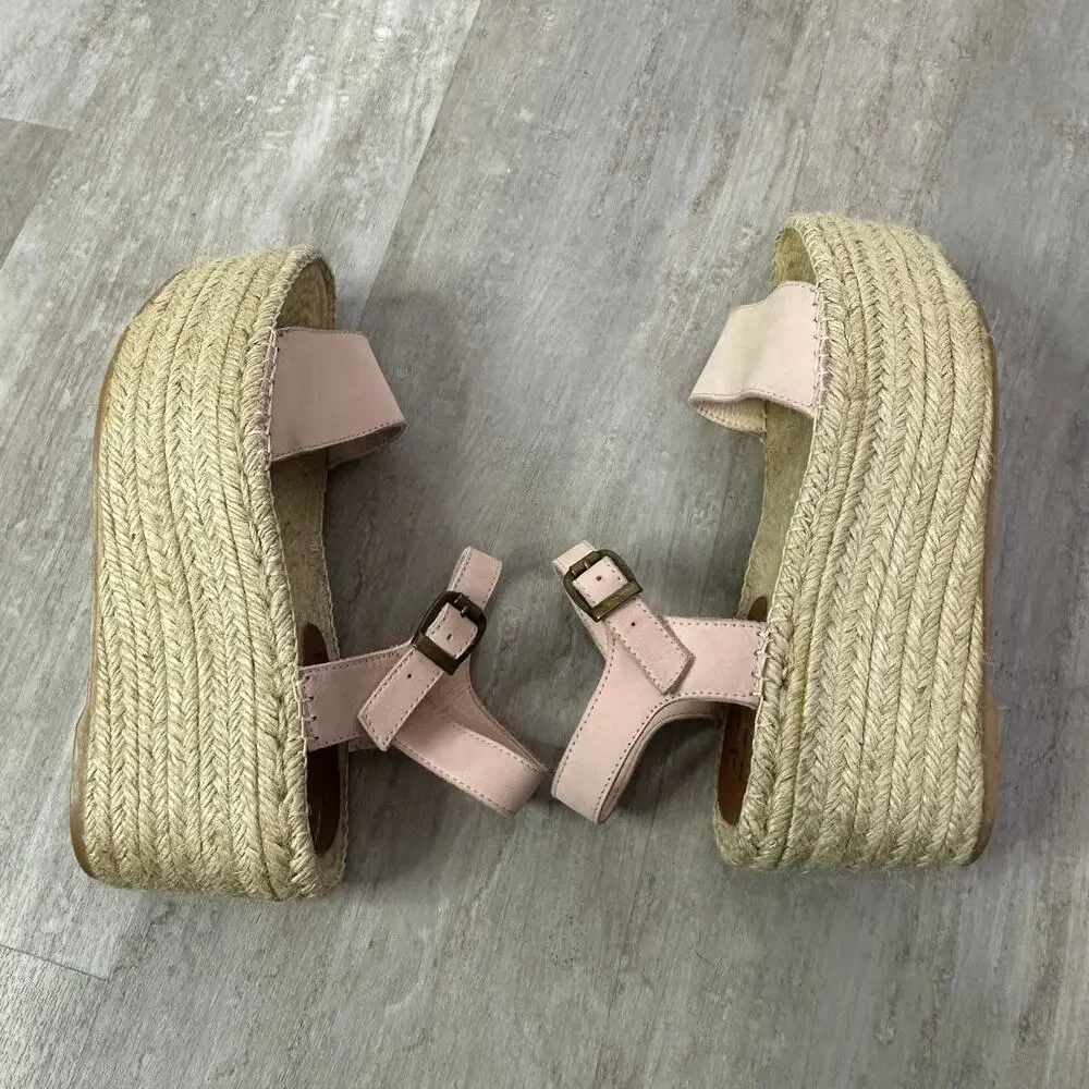MANEBI Suede Platform Espadrille Sandals In Pink Size 38